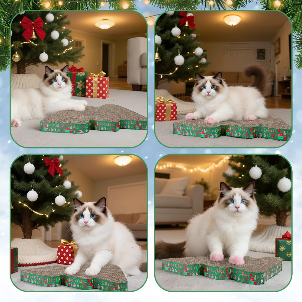 Seematn Christmas tree scratcher material closeup shows non-toxic sturdy cardboard.