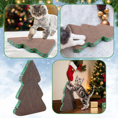 Seematn Christmas tree scratcher packaging image conveys gift-ready feline entertainment.