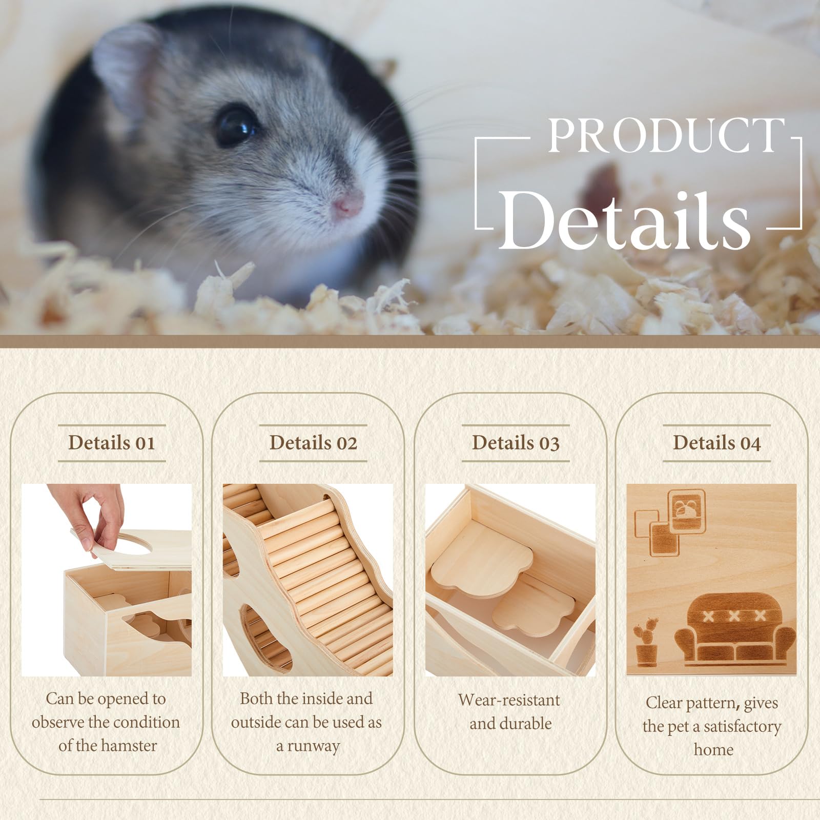 Seenelling basswood construction uses nail-free joints for durable, pet-safe design.