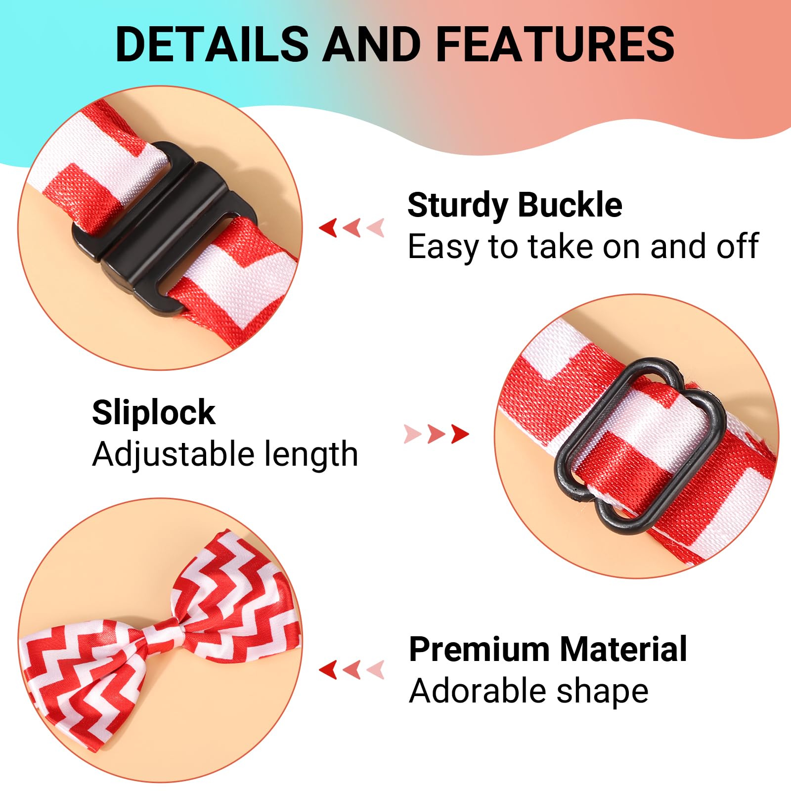 Segarty dog bow tie adjustable strap for quick, secure fit