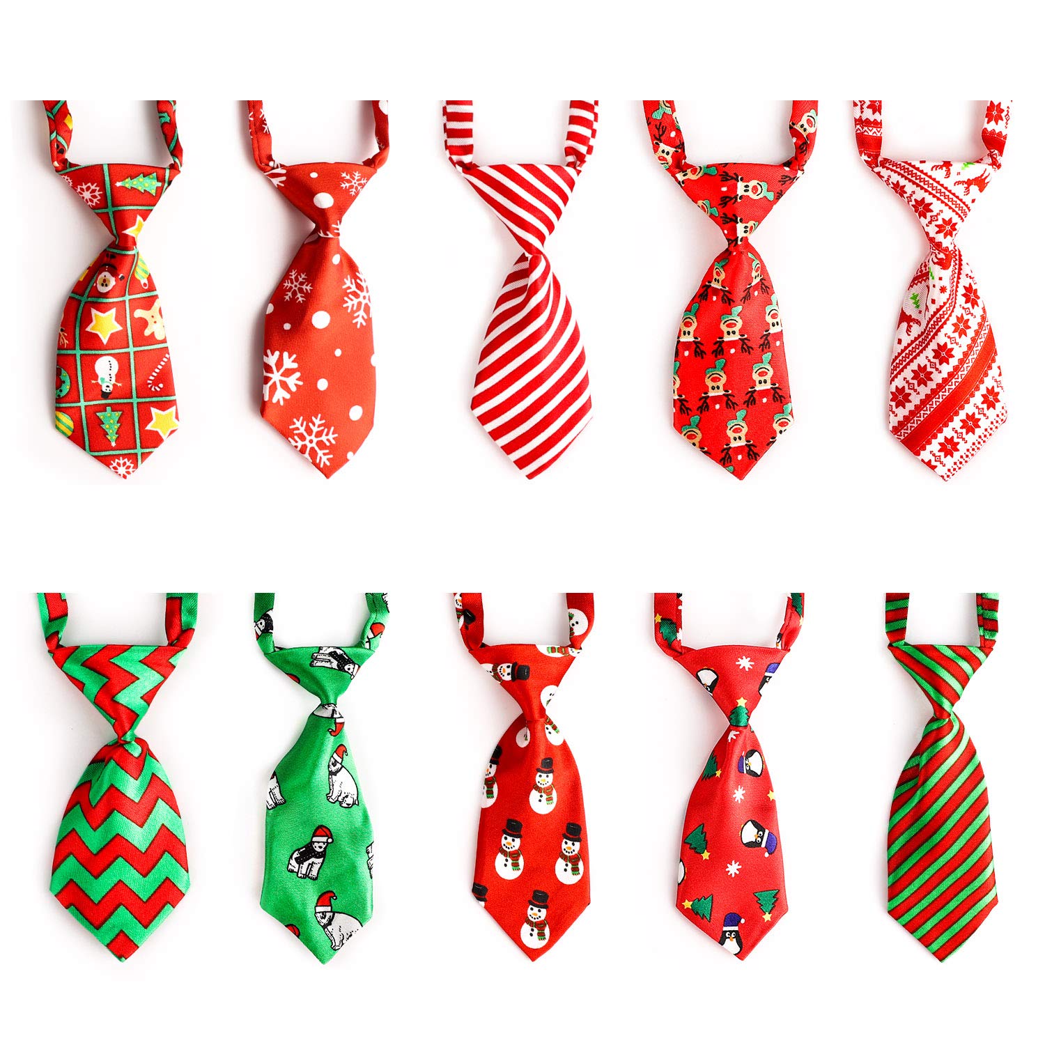 Segarty dog ties packaged variety showcases ten vibrant patterns for stylish pet looks.