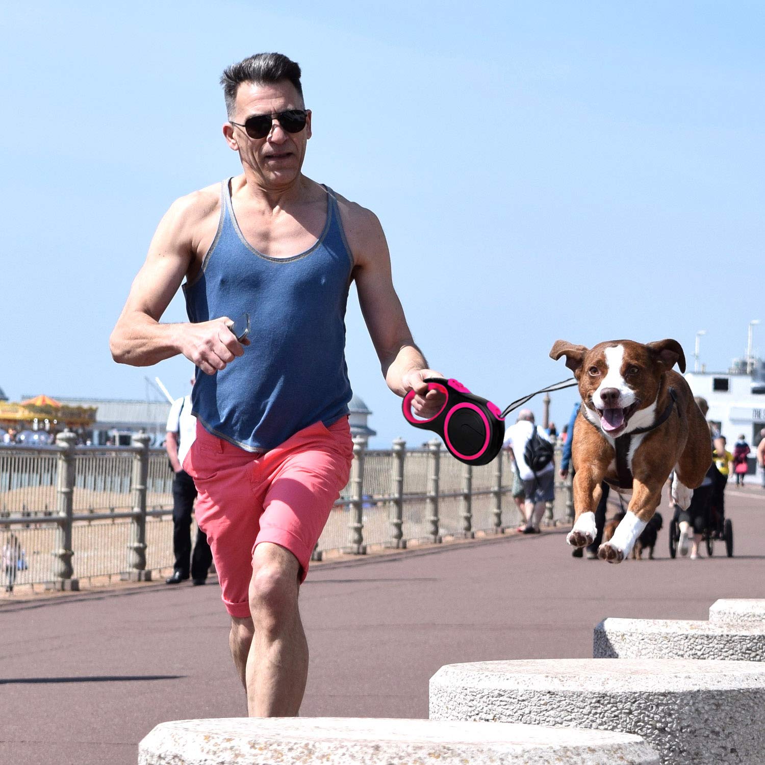 Segarty no-tangle nylon-tape reduces tangles during walks.