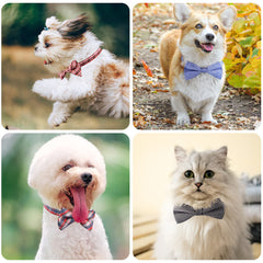 Segarty puppy bow ties navy plaid on dog highlights cute fashion