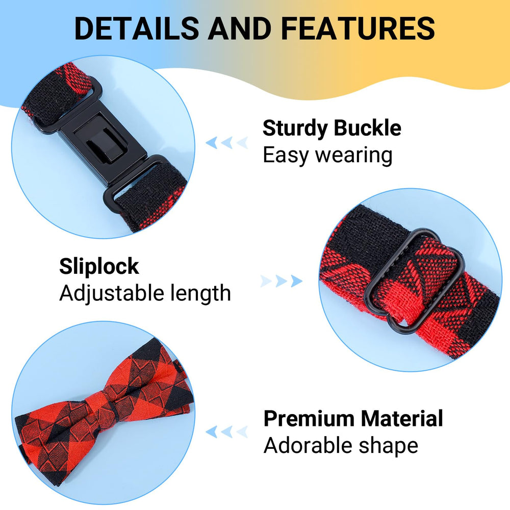 Segarty puppy bow ties teal plaid on cat creates chic event-ready look