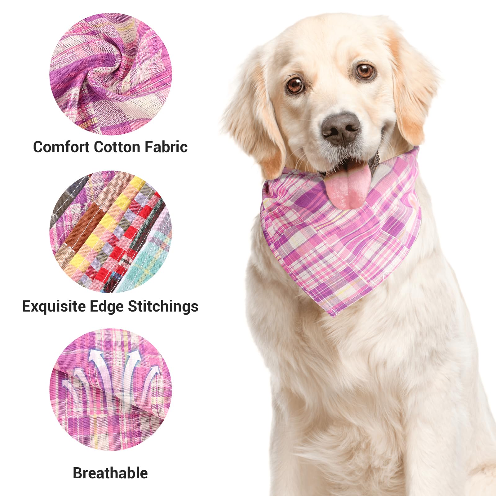 Segarty reversible dog scarf displaying plaid both sides for versatile styling
