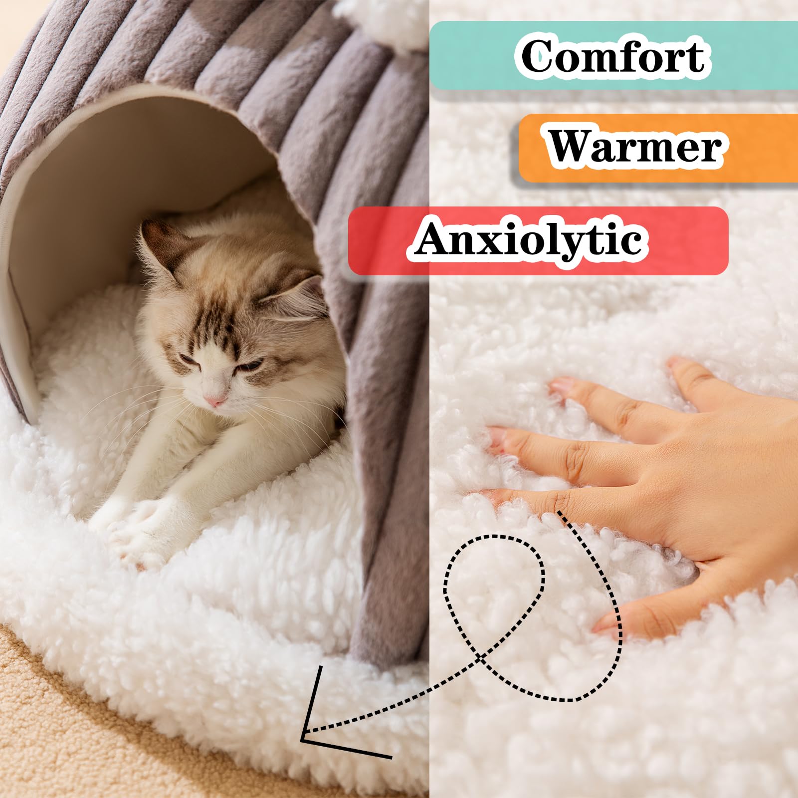 SEIMMIE cat bed slip-resistant bottom keeps bed stable on floors.