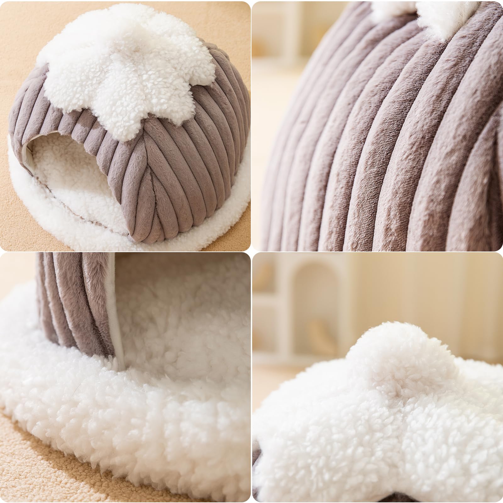 SEIMMIE pumpkin cat den in-use shot demonstrates easy cleaning and portability.