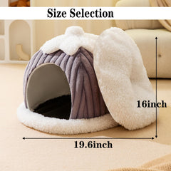 SEIMMIE pumpkin cat den warm plush material detail emphasizes warmth.