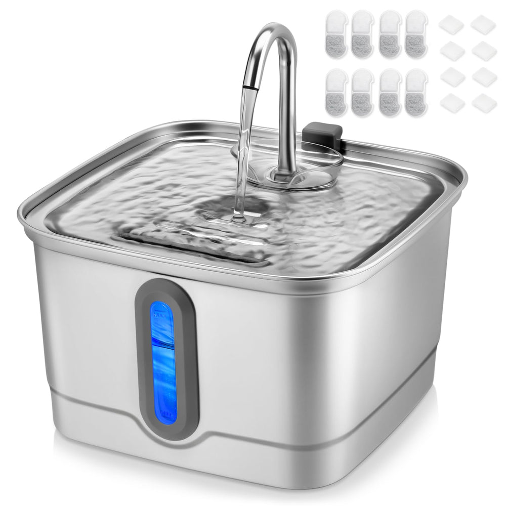 SEIRMEP stainless steel cat water fountain with durable, easy-clean design for daily hydration.