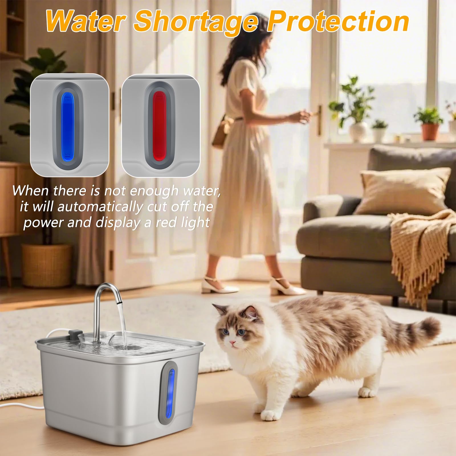 SEIRMEP cat water fountain quiet pump keeps living spaces peaceful.