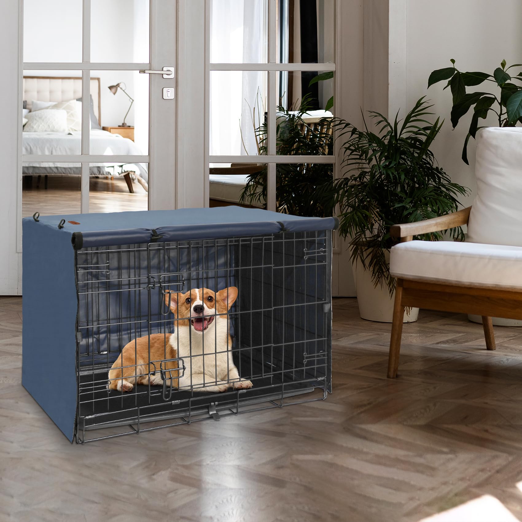 Seiyierr den-like blue crate wrap creates calmer crate environments