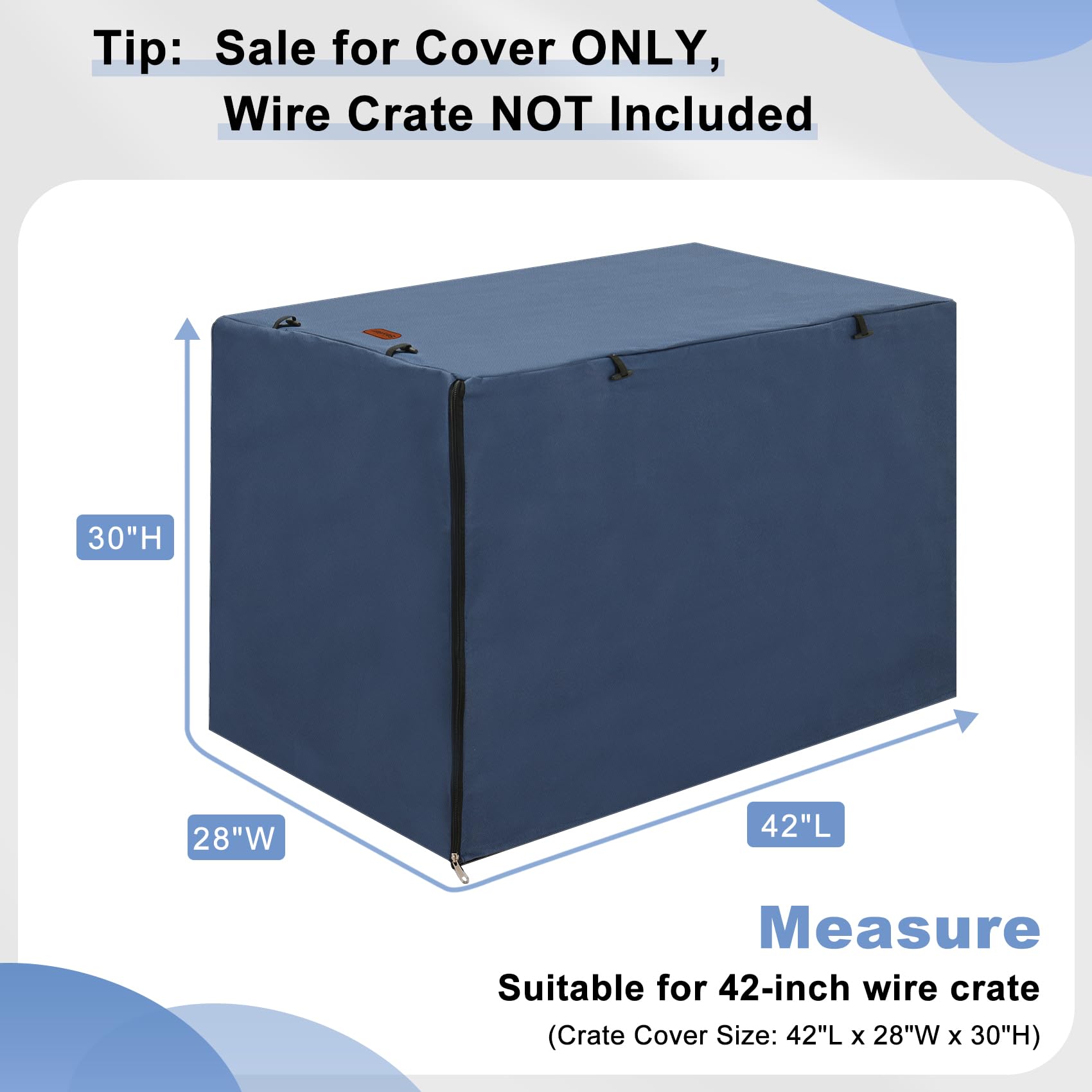 Seiyierr crate cover front-door view in blue enables easy access and ventilation