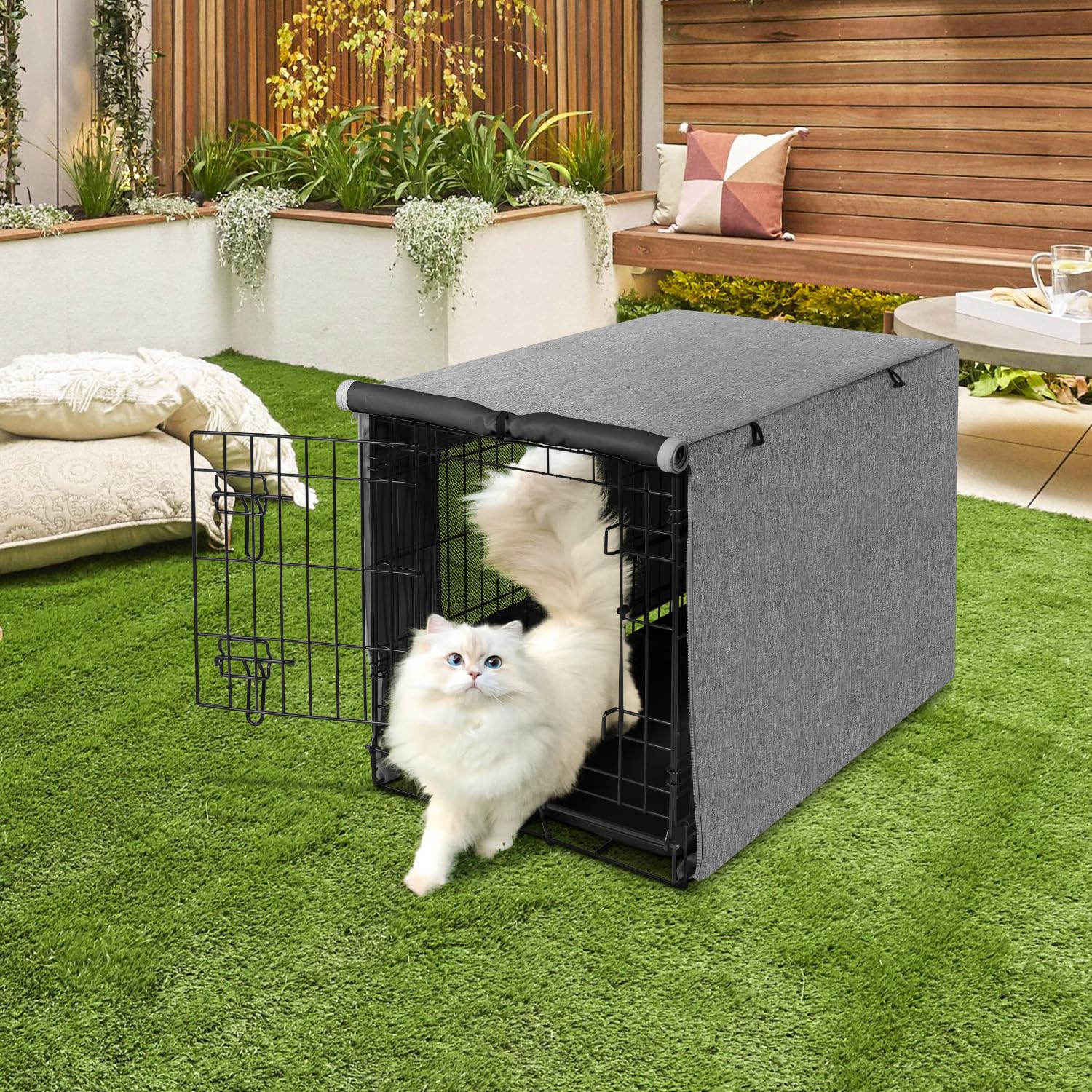 Seiyierr dog crate cover easy setup with Velcro and zippers