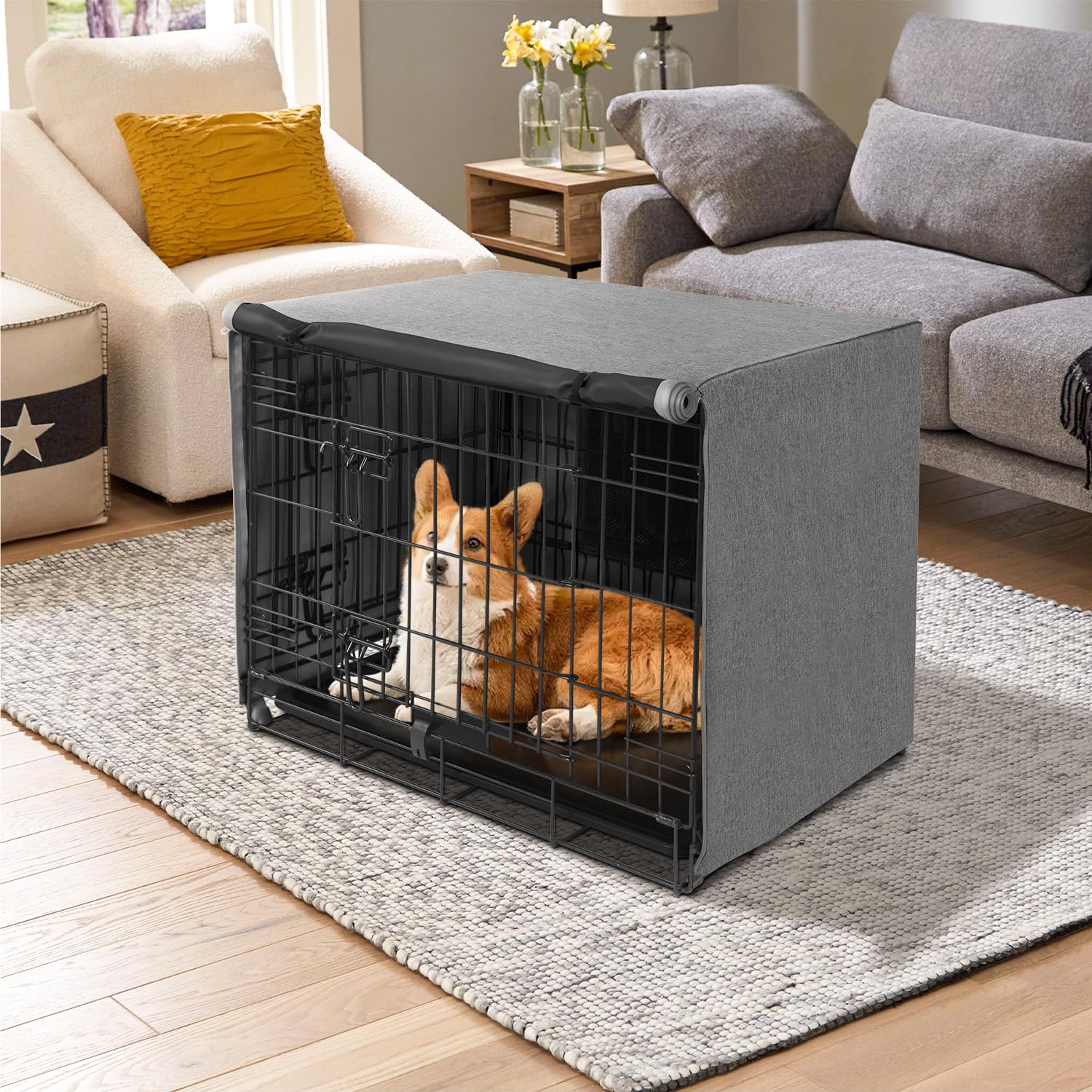 Seiyierr kennel cover adds privacy den to reduce barking and chewing urges