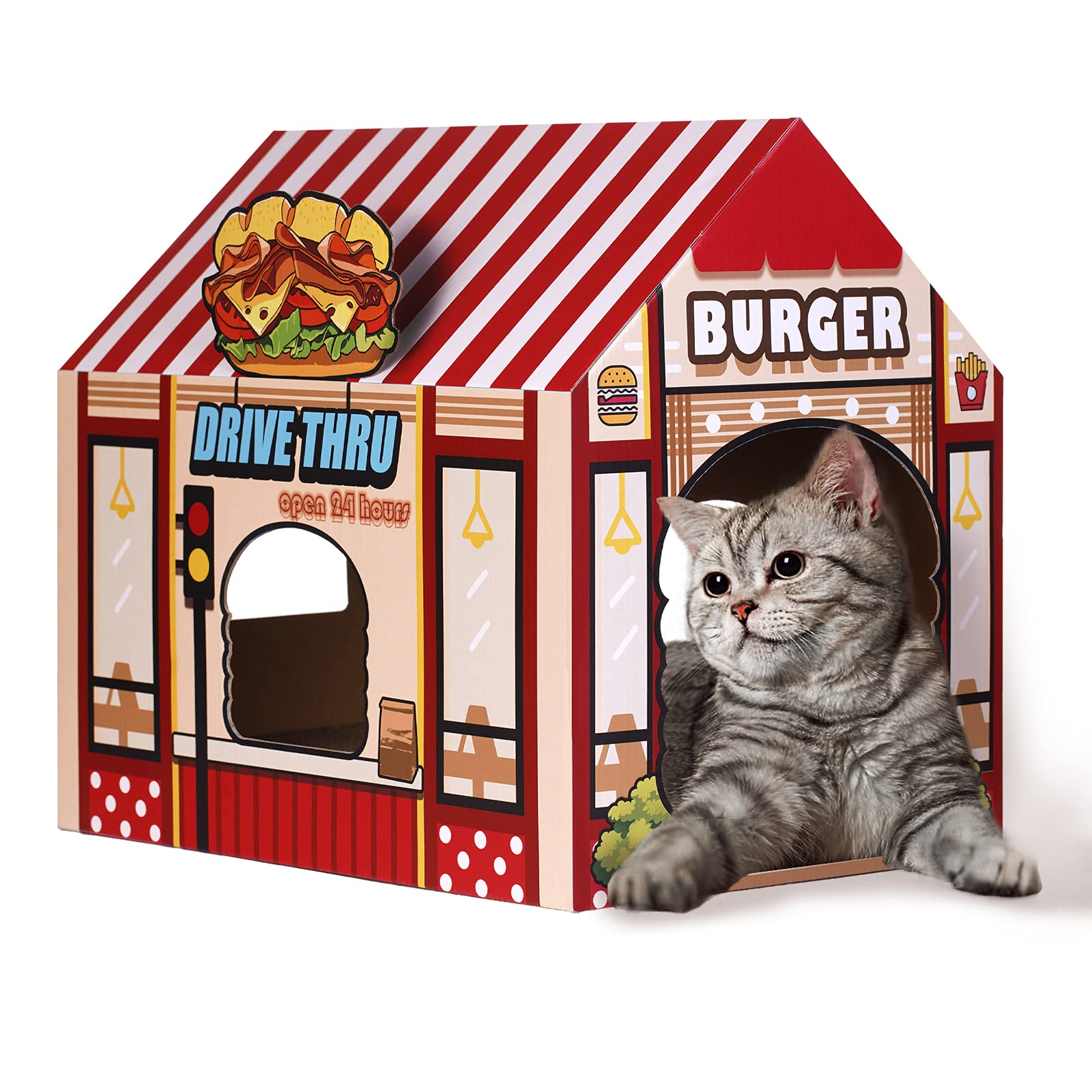 SEKAM Burger Shop Cat House for cozy naps and playful exploration.