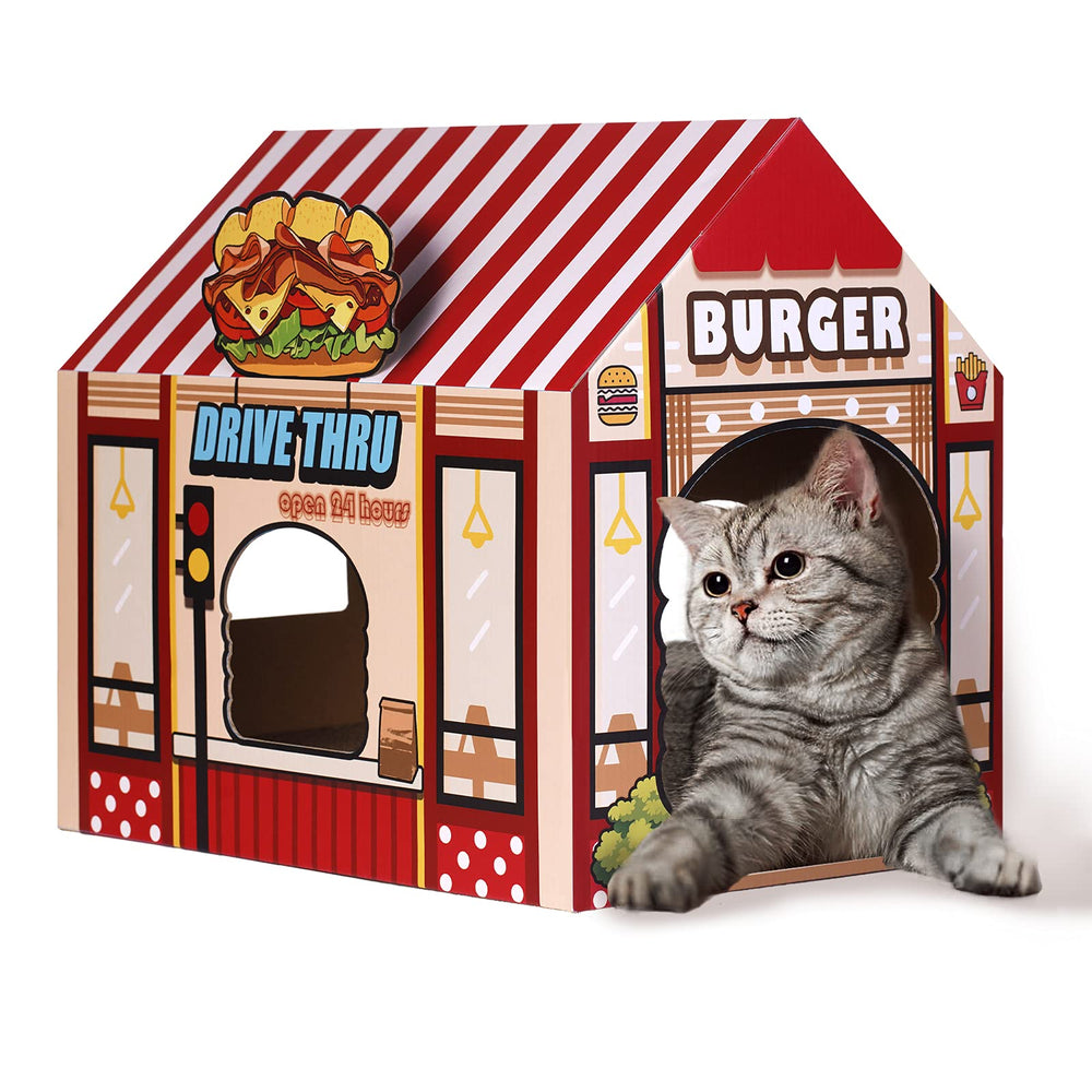 SEKAM Burger Shop Cat House for cozy naps and playful exploration.