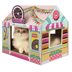 SEKAM Donut Shop Cat House front view, cozy hideout for naps and play.