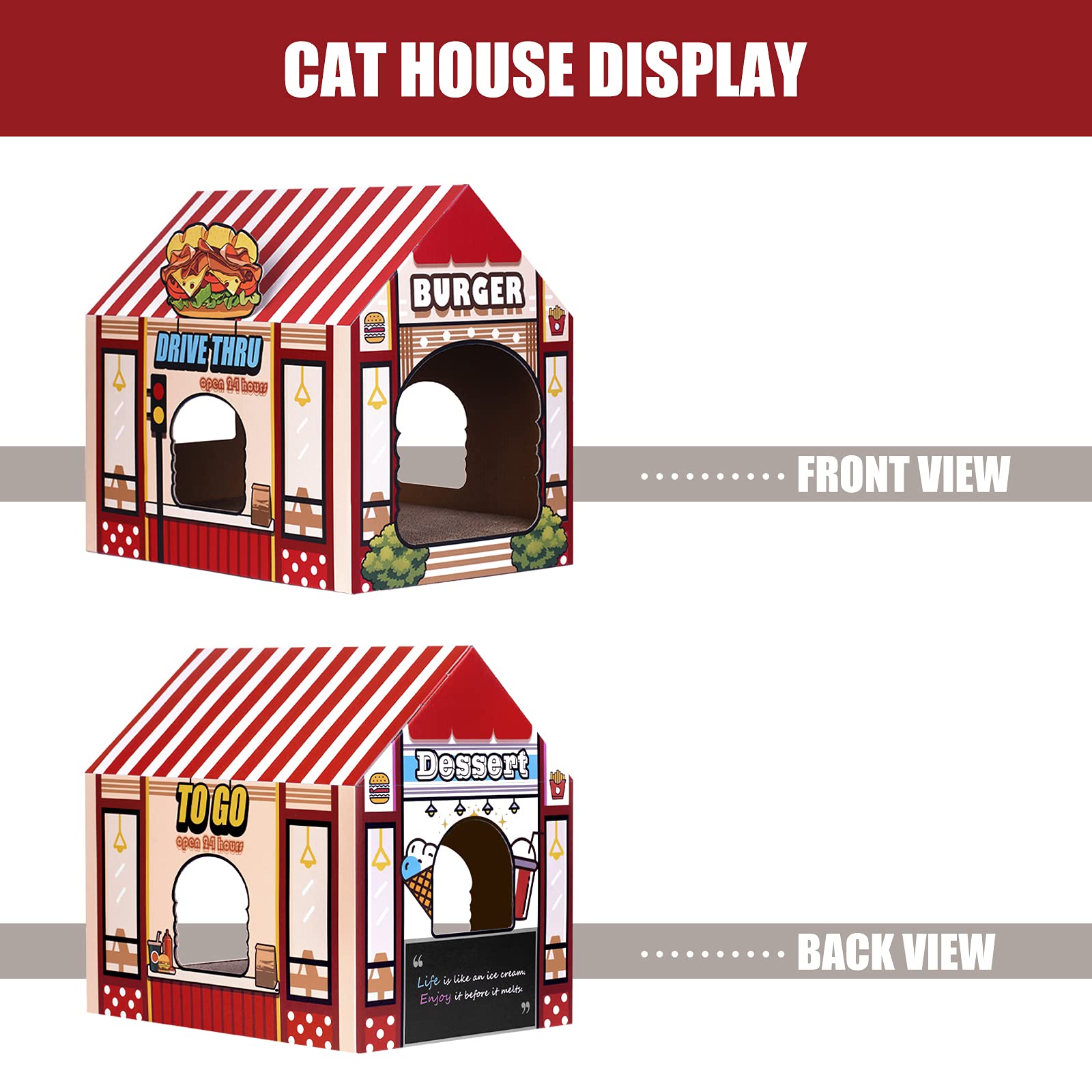 SEKAM spacious cat hideaway with large entry and 3 windows.
