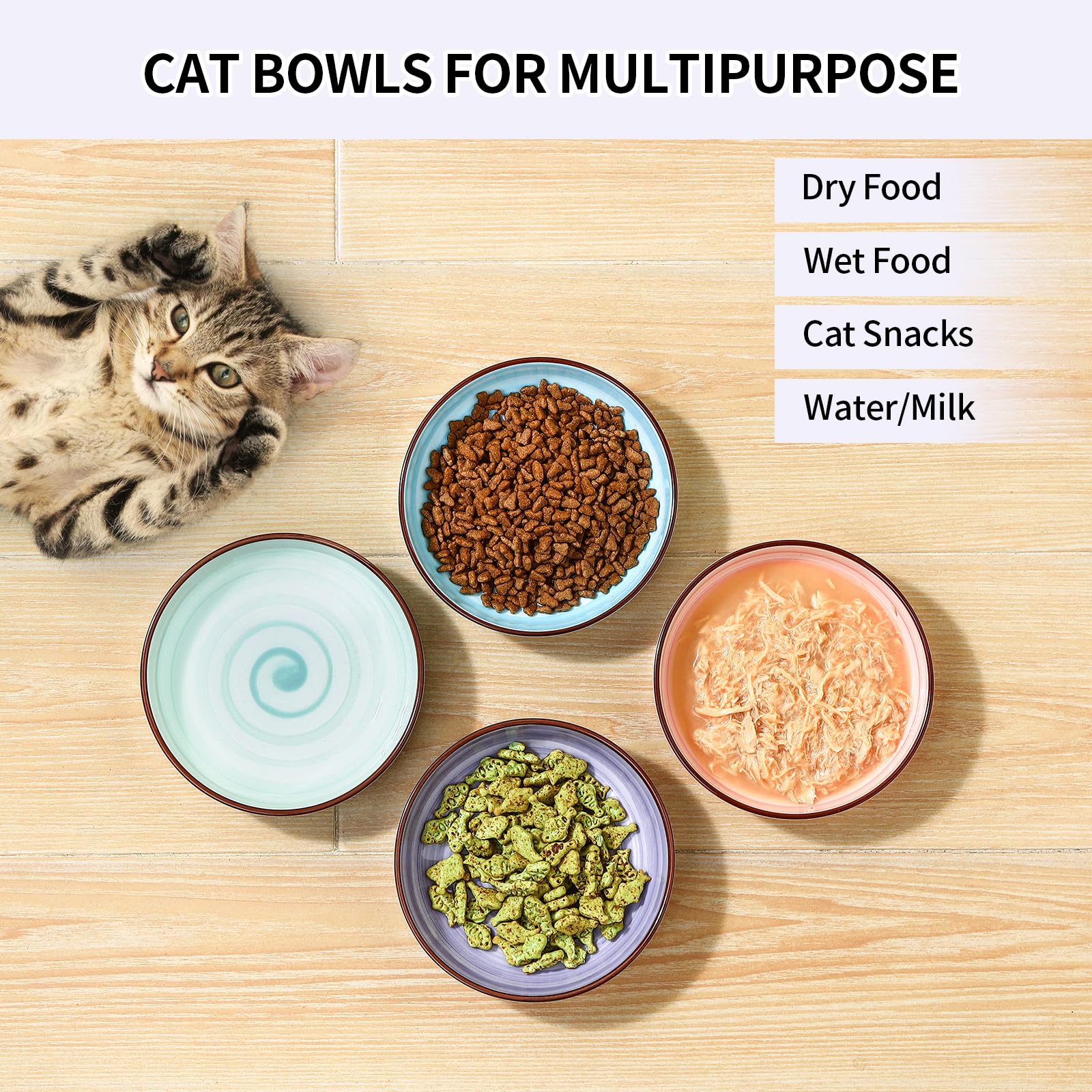 Selamica cat bowls stable-base-weight ensure bowls stay put during meals.