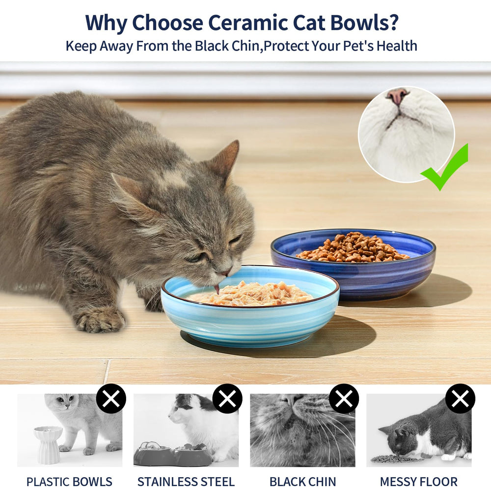 Selamica cat bowls stackable design for compact kitchen storage.