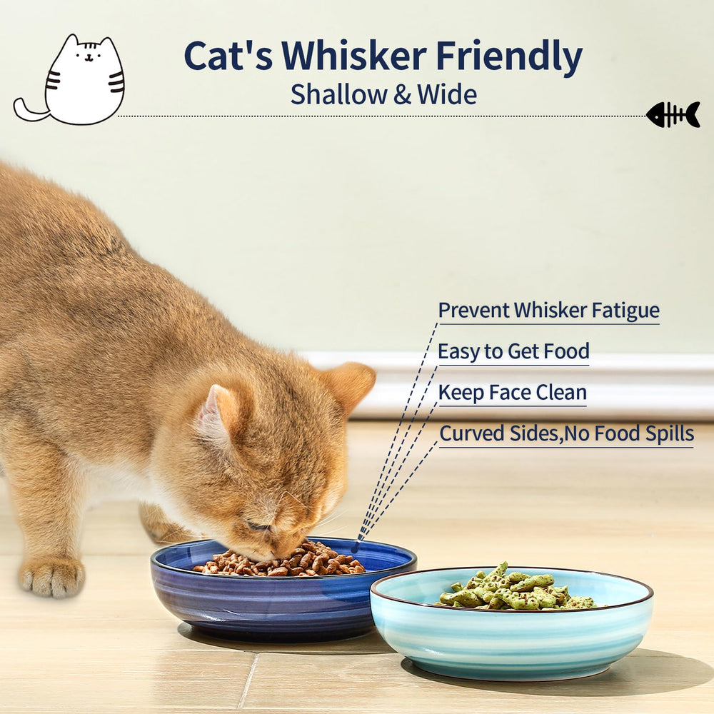 Selamica cat bowls swirl pattern with vibrant colors for cheerful mealtime.