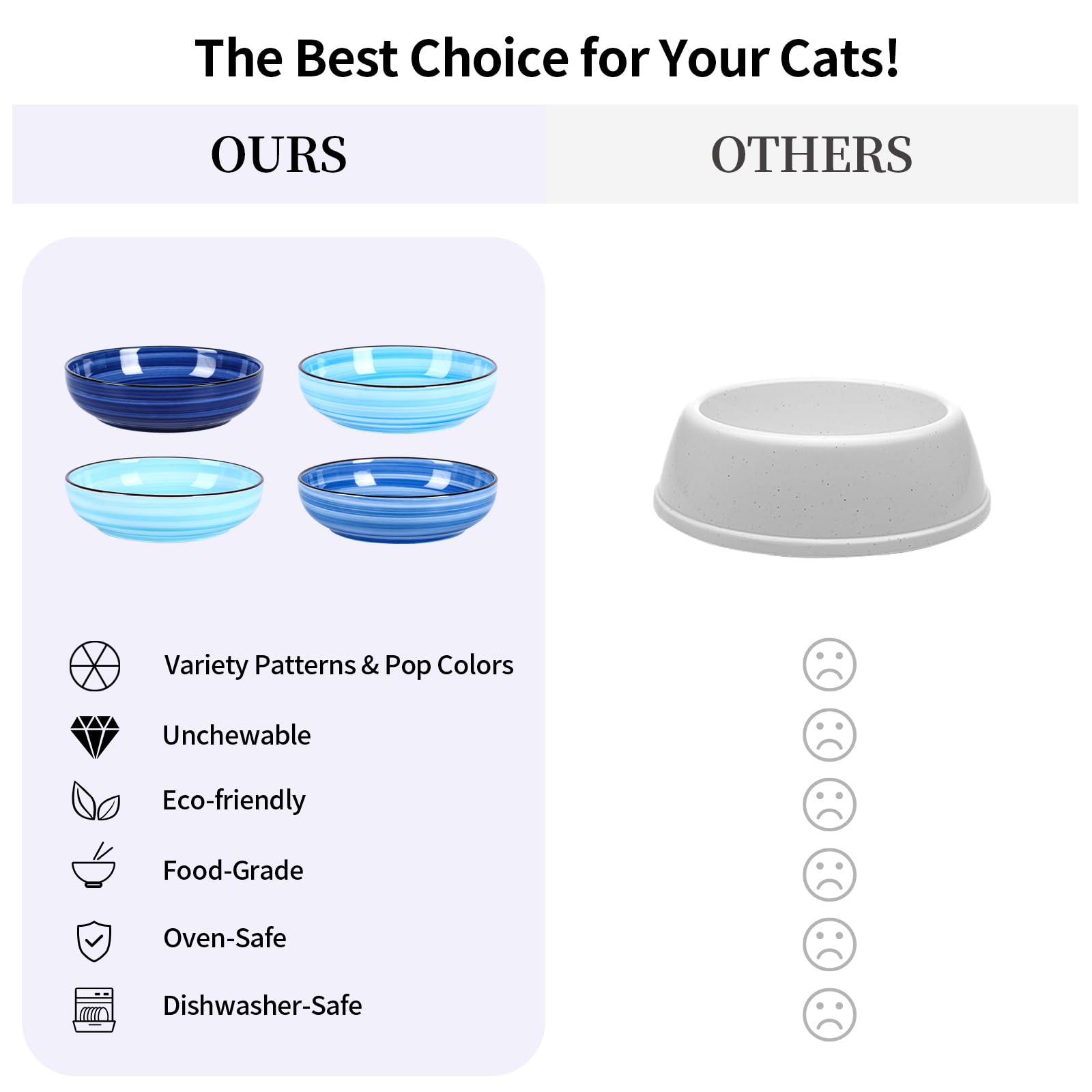 Selamica ceramic bowls showing whisker-friendly meals and easy access.