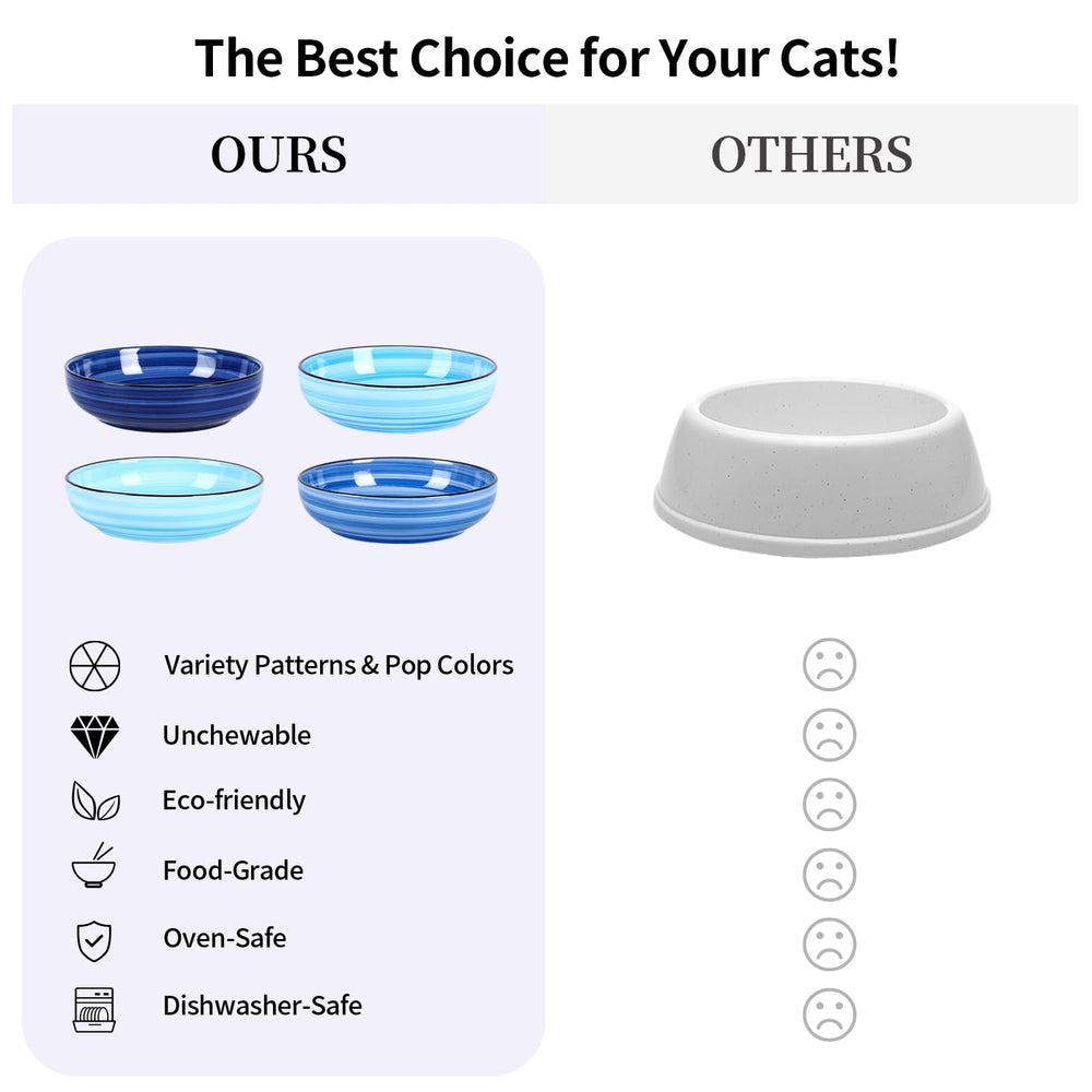 Selamica ceramic bowls showing whisker-friendly meals and easy access.