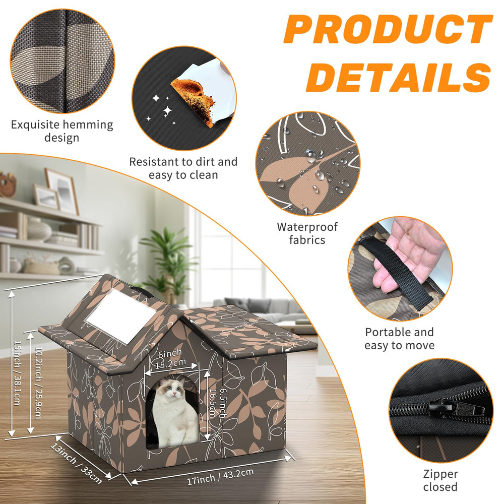 SELBATON Cat House material close-up revealing durable waterproof Oxford fabric and insulation