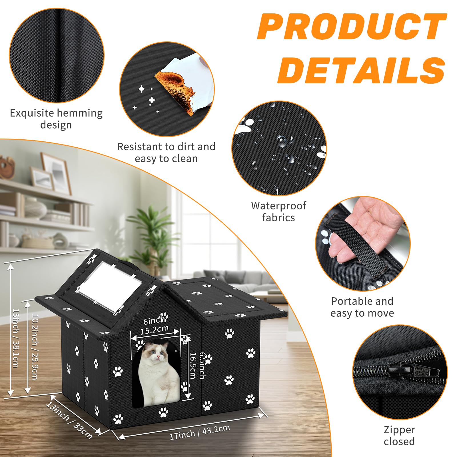 SELBATON collapsible cat shelter easy assembly for quick setup