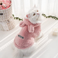 Selena bunny ears hoodie side view pink for cozy fit