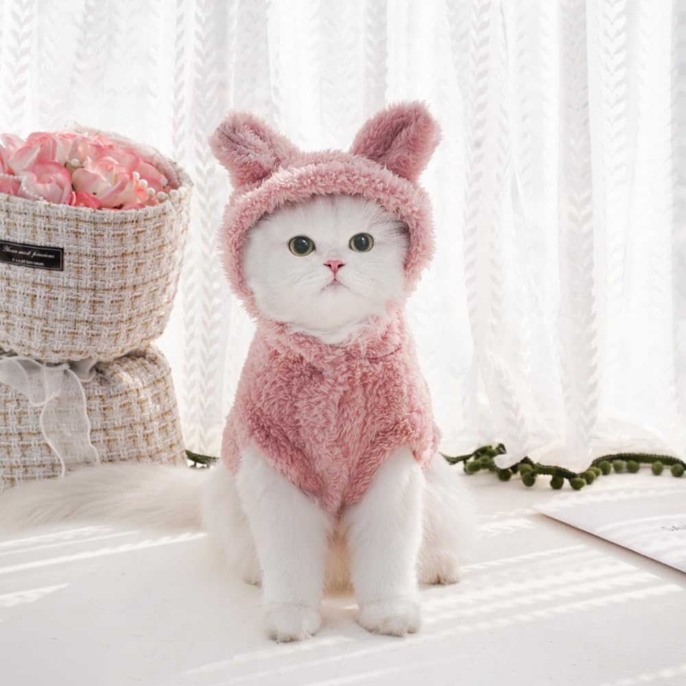 Selena bunny ears hoodie soft plush fabric pink warmth
