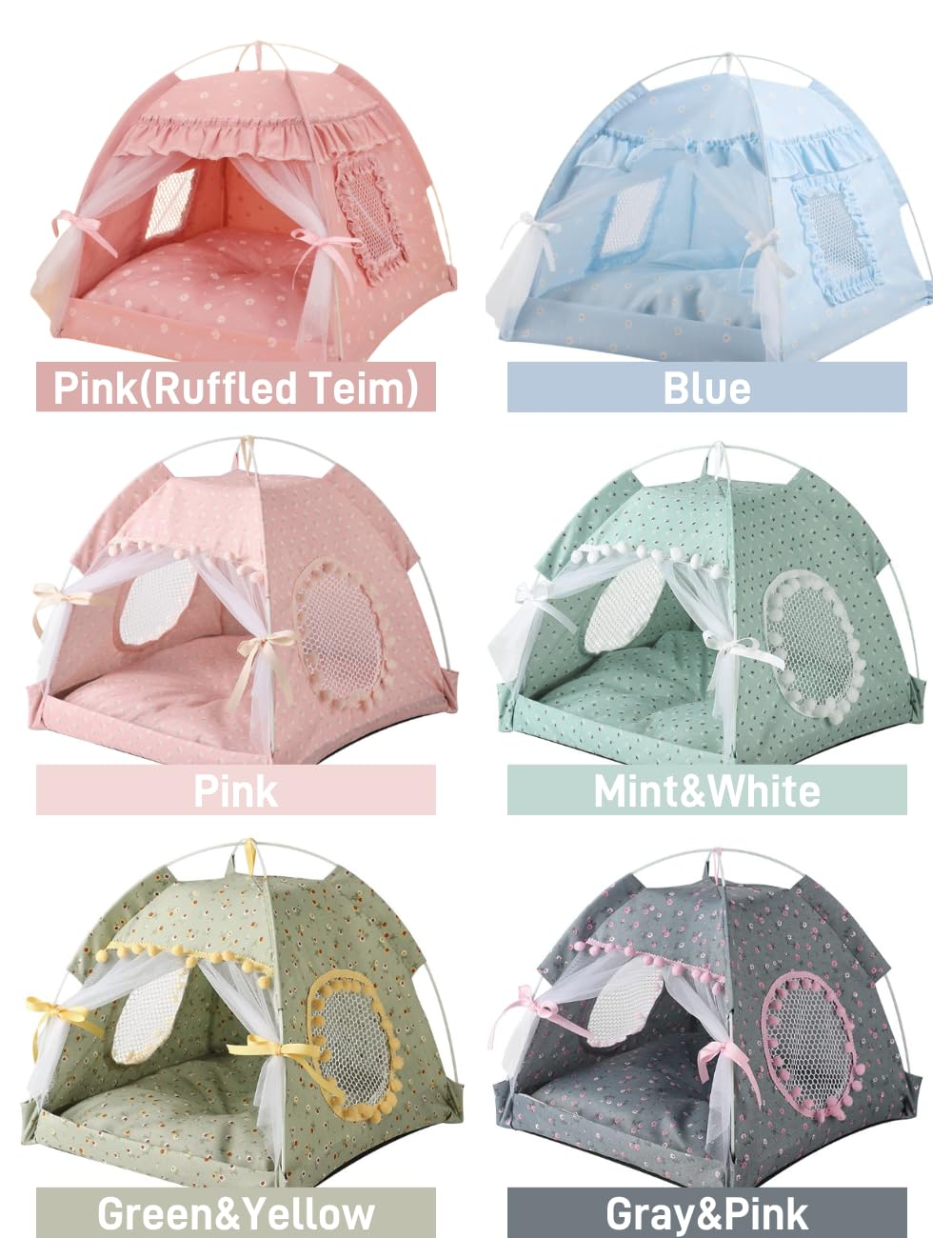 Selena cat bed tent pink waterproof bottom provides non-slip stability