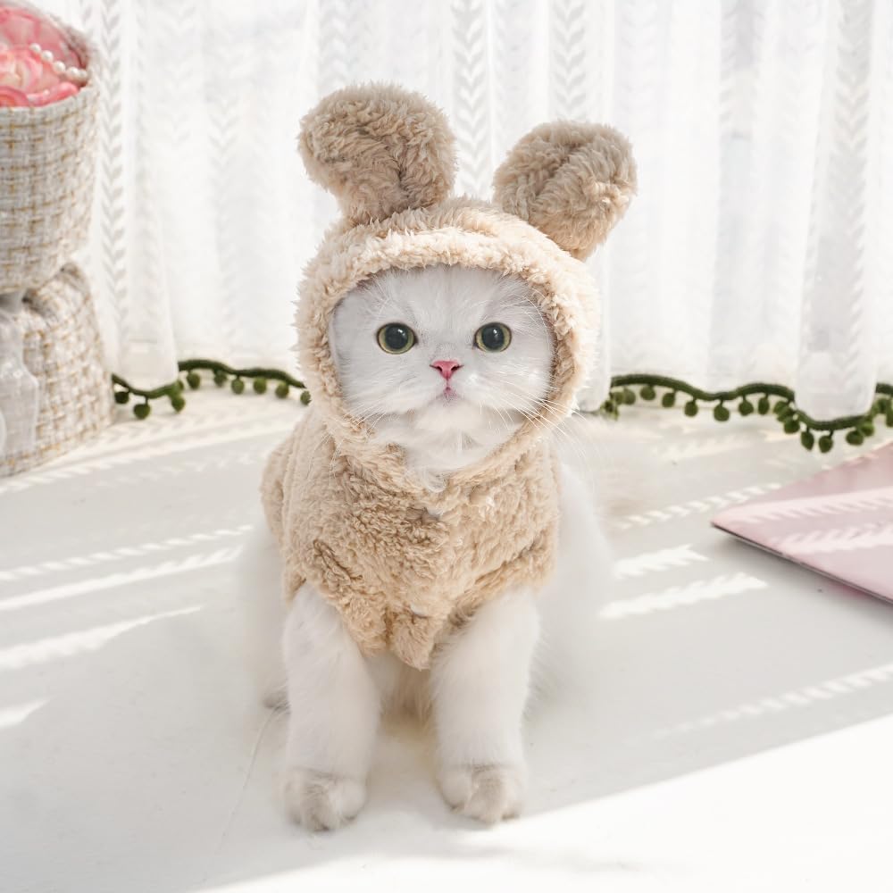 Selena front-closure bunny ears hoodie for pets, easing dressing and stylish warmth.