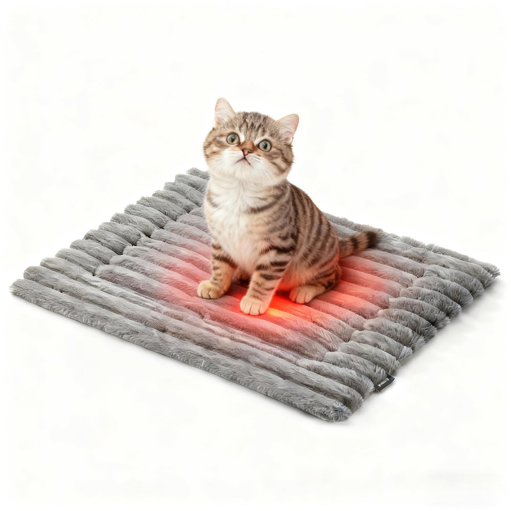 Self-Warming Cat Bed 24x18 with plush faux fur for cozy naps