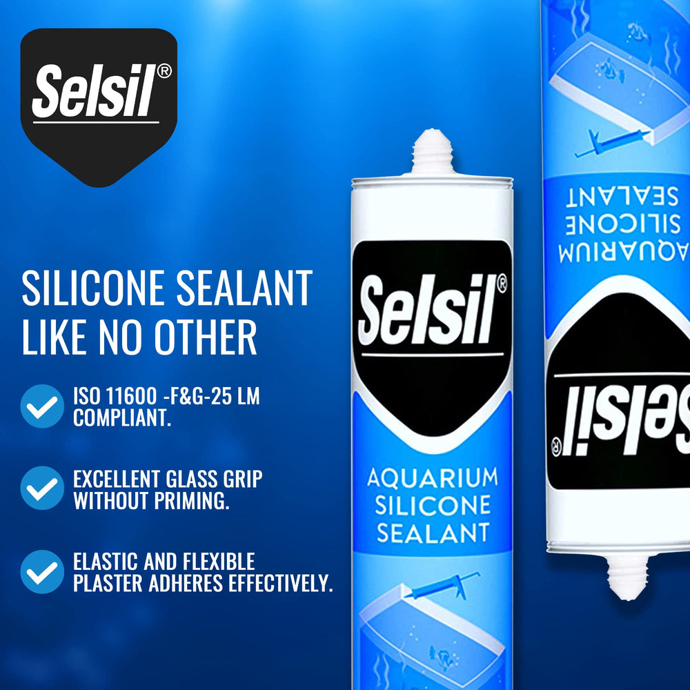 SELSIL Aquarium Sealant Clear cured joint appears transparent and elastic