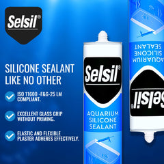 SELSIL Aquarium Sealant Clear cured joint appears transparent and elastic