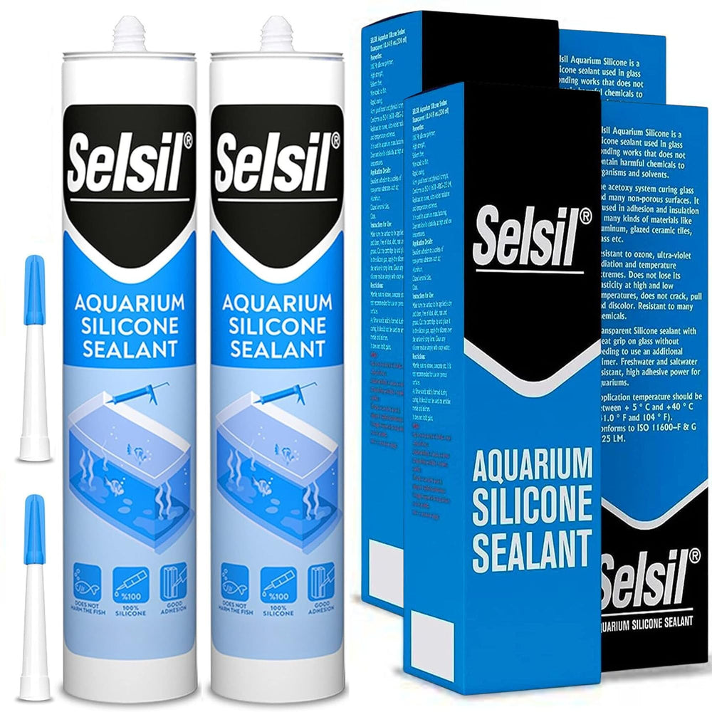 SELSIL Aquarium Silicone Sealant Clear two-pack packaging for aquarium projects
