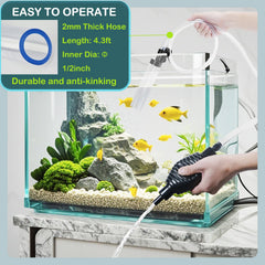 Seltomer siphon ball operation for hands-free, smooth water changes