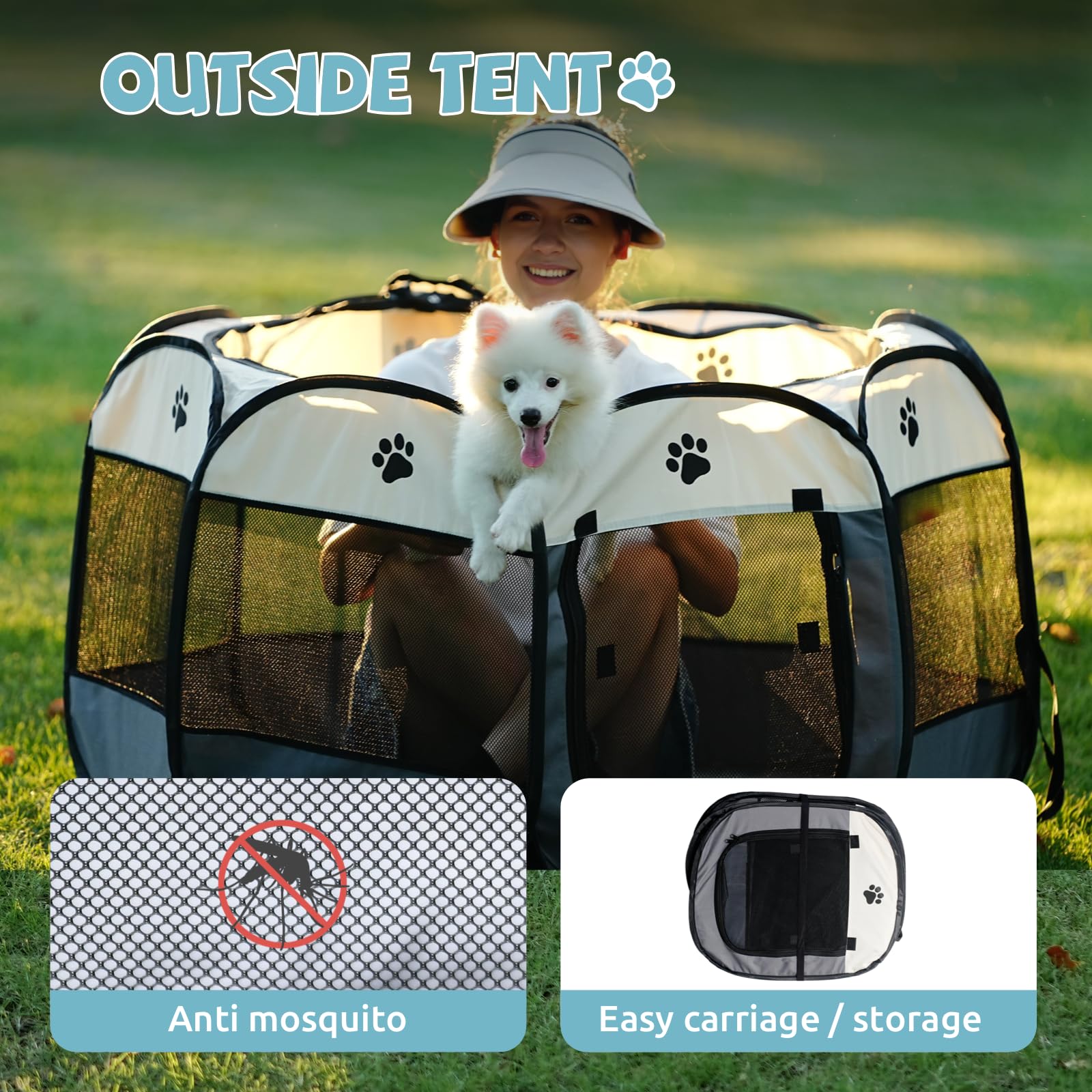 SENCONE pet playpen interior layout fits toys and pads