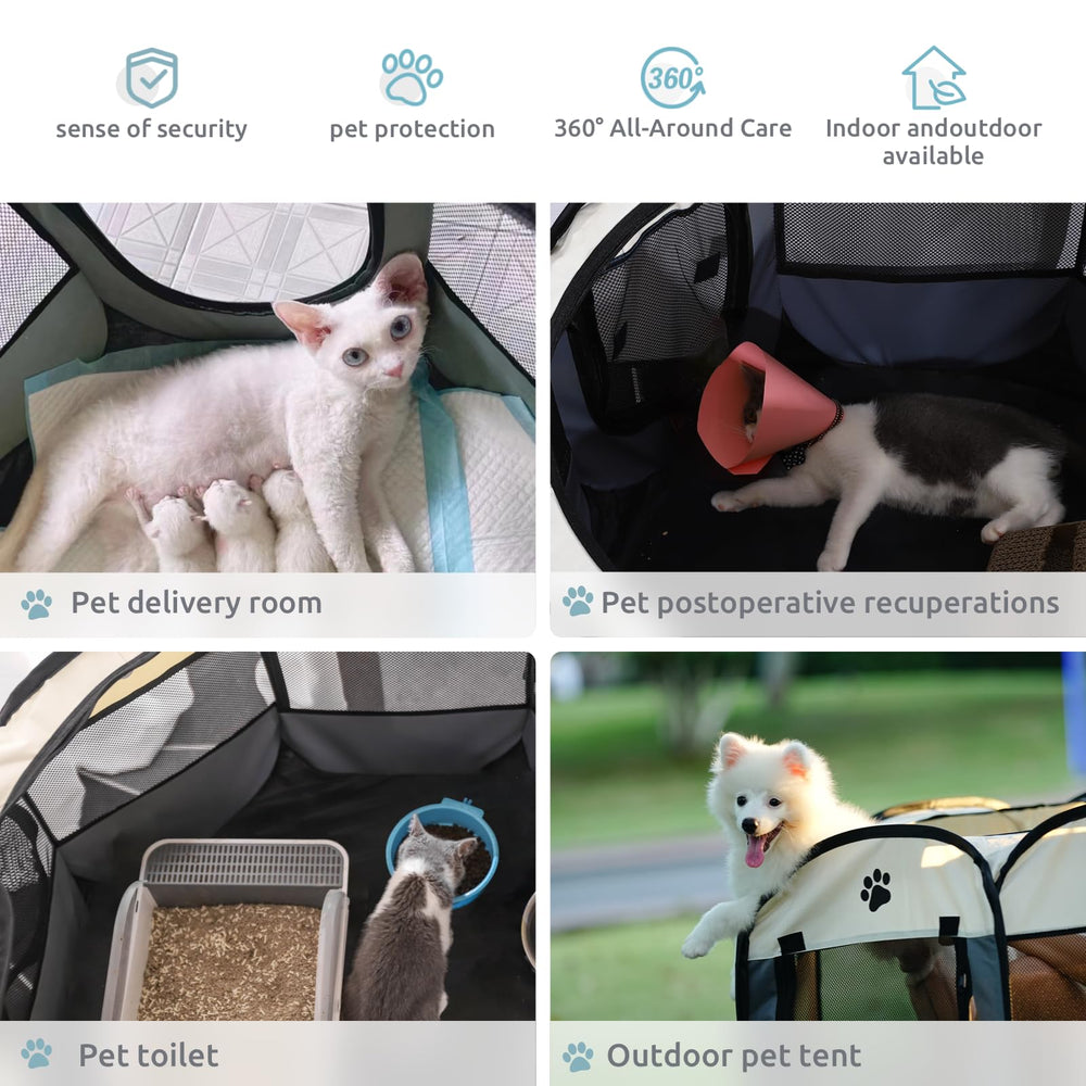 SENCONE portable pet playpen top view highlights breathable mesh