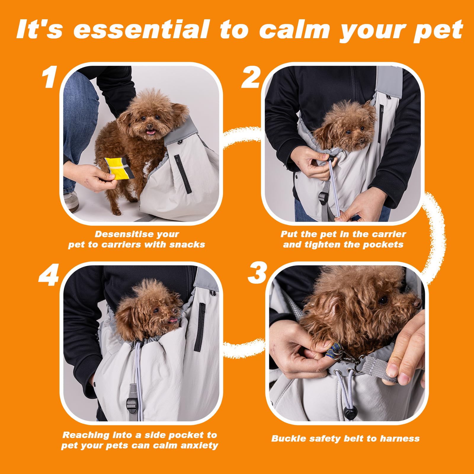 SENIOR BUDDAY dog carrier sling adjustable strap fits all body types comfortably.