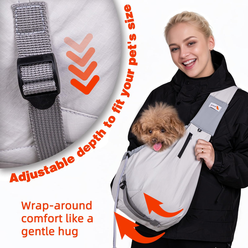 SENIOR BUDDAY dog carrier sling dual zippers enhance secure opening and access.