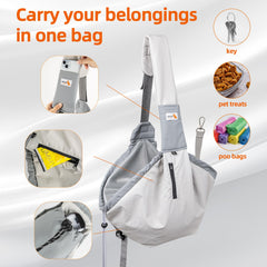 SENIOR BUDDAY dog carrier sling side zip for easy comfort during strolls.