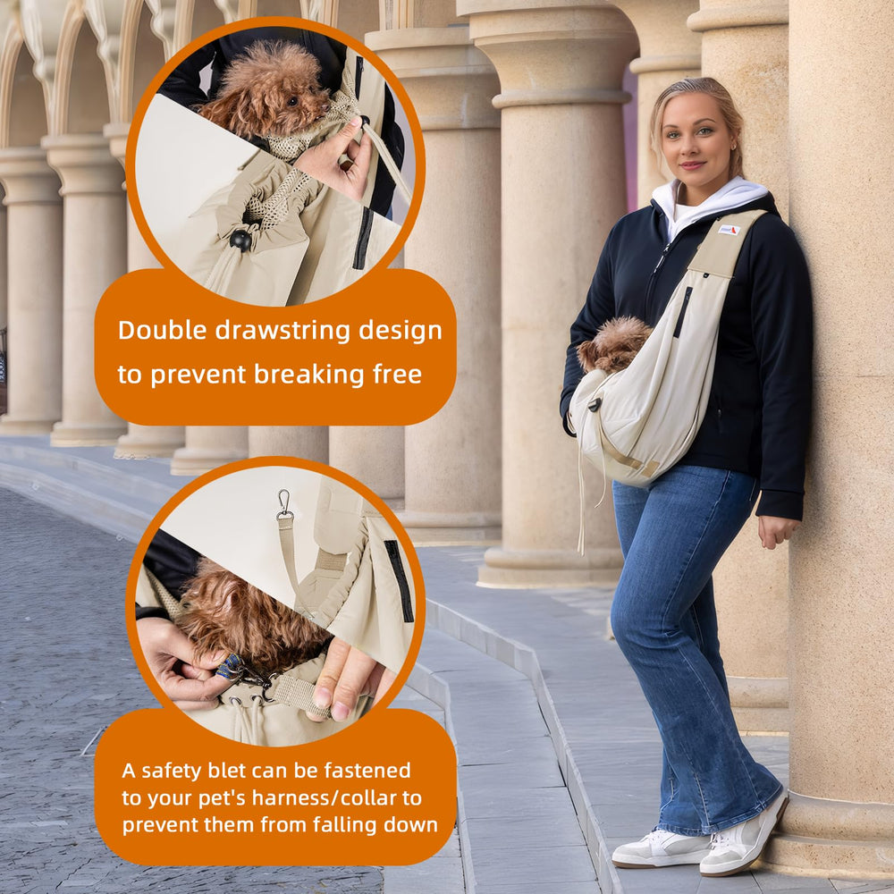 SENIOR BUDDAY dog carrier sling serves as a travel-ready companion with built-in pockets for essentials
