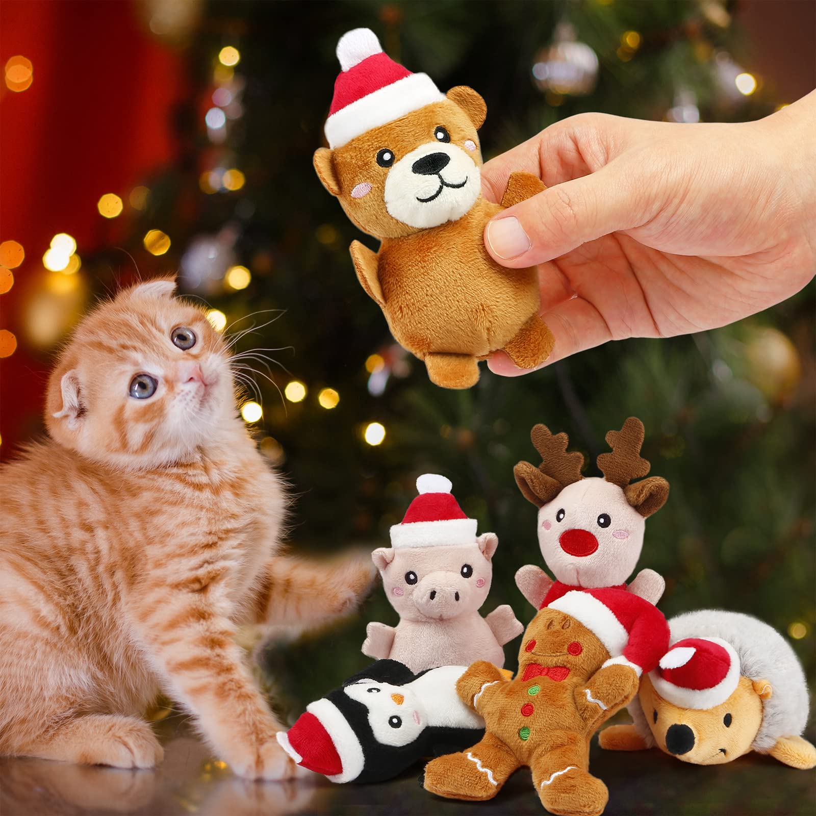 Senneny Christmas catnip toy Bear plush for cuddly play and exploration.