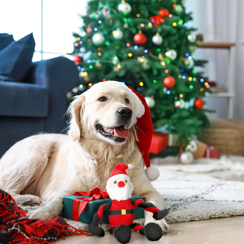 Senneny 14-inch Santa plush dog toy sized for small to large dogs