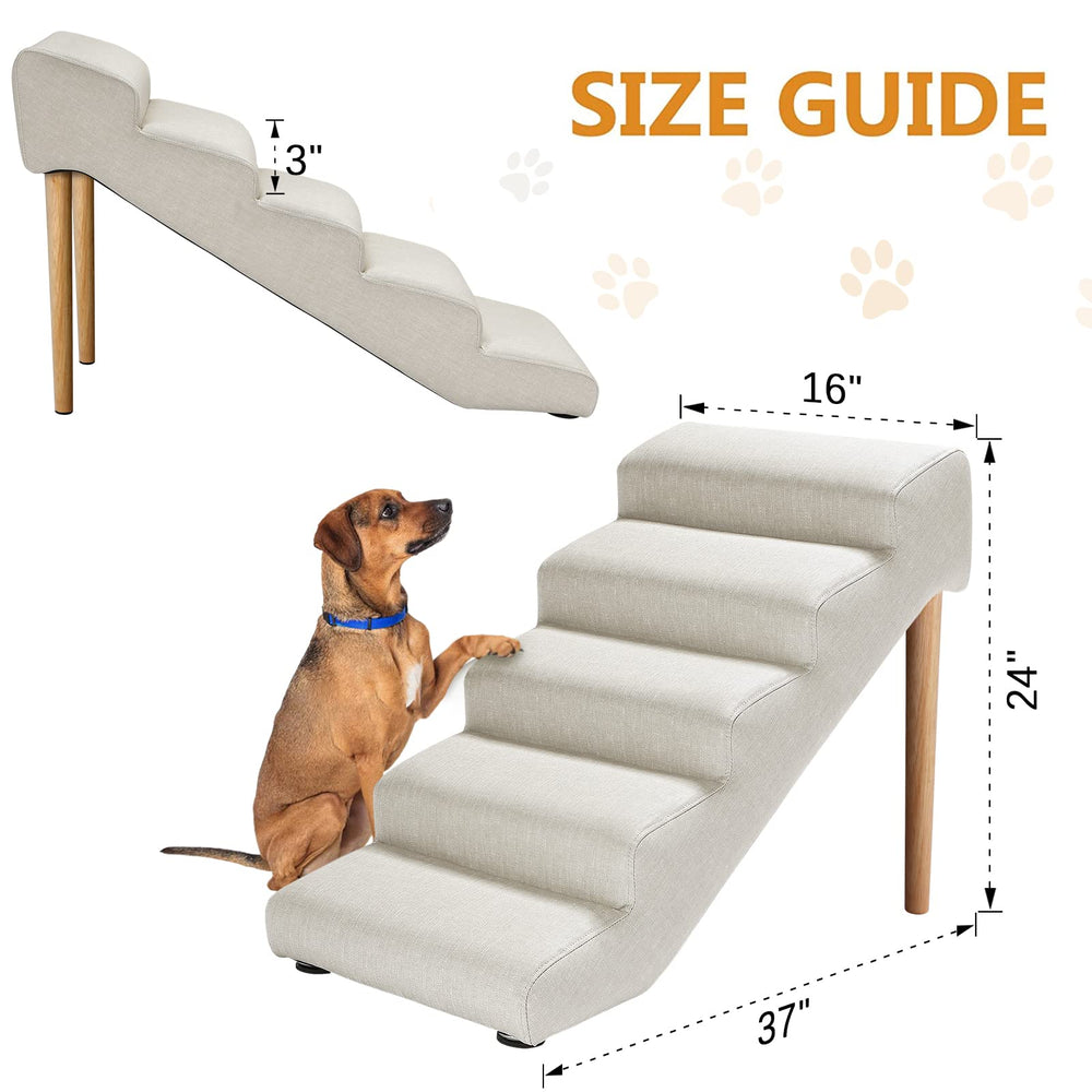 Senneny dog stairs in use on a couch with gentle incline for comfort
