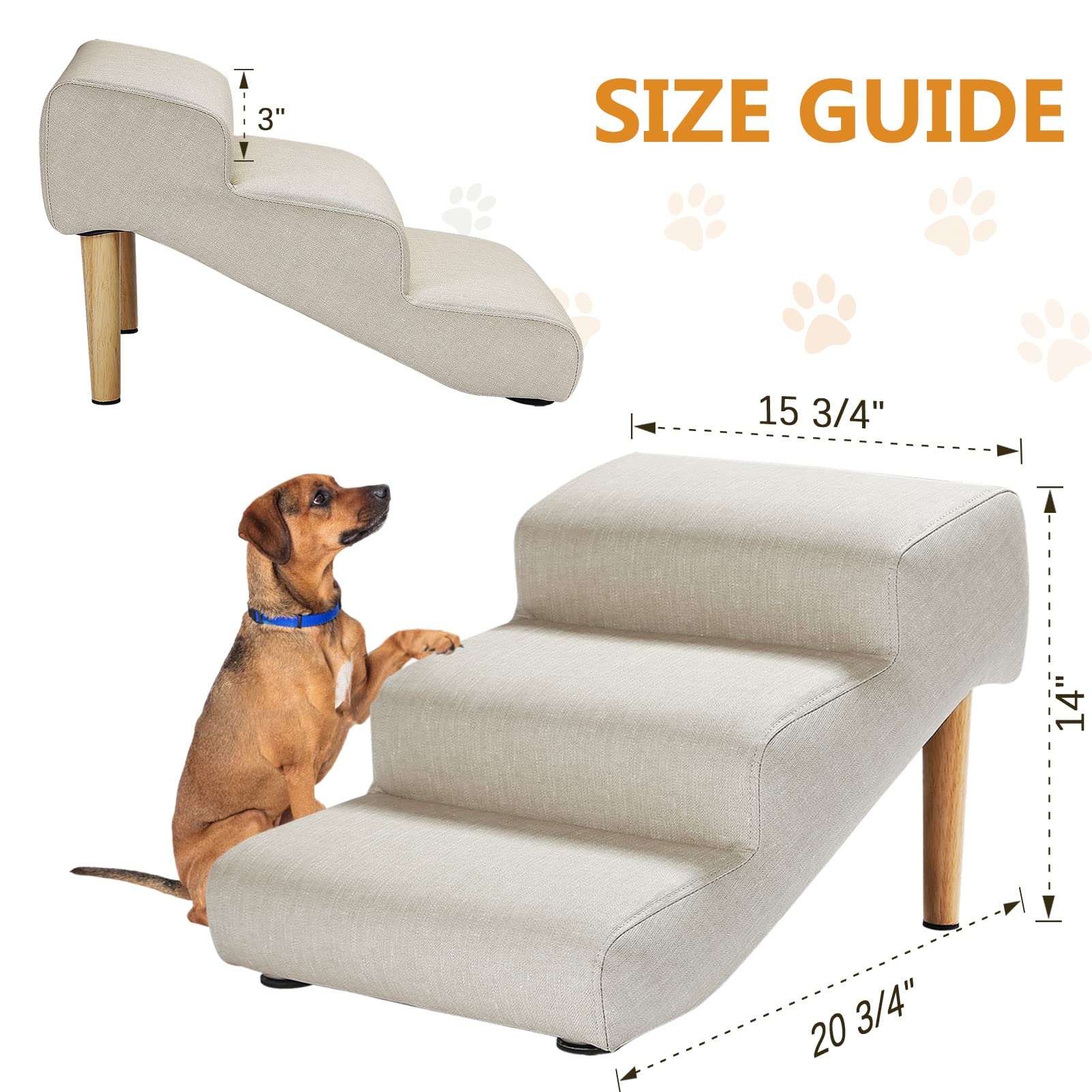 Senneny light beige linen look dog stairs resist scratches and stains