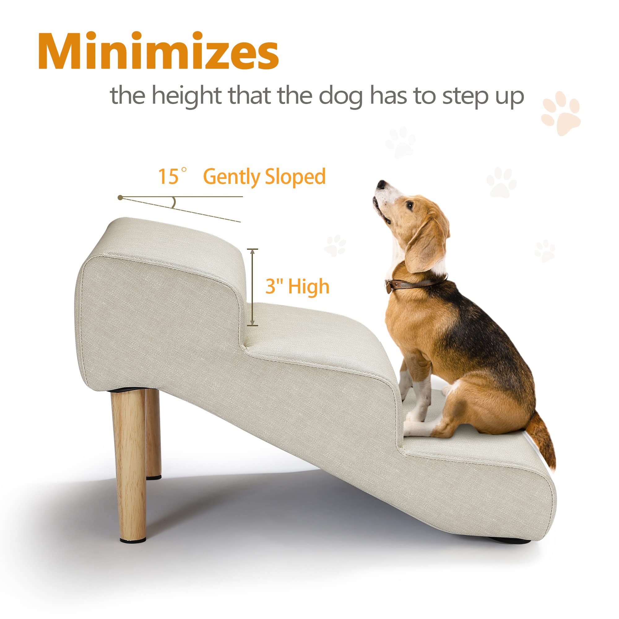 Senneny dog stairs with waterproof faux leather fabric for easy cleanup and durable use