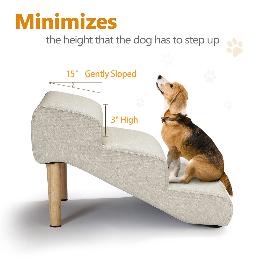 Senneny dog stairs with waterproof faux leather fabric for easy cleanup and durable use
